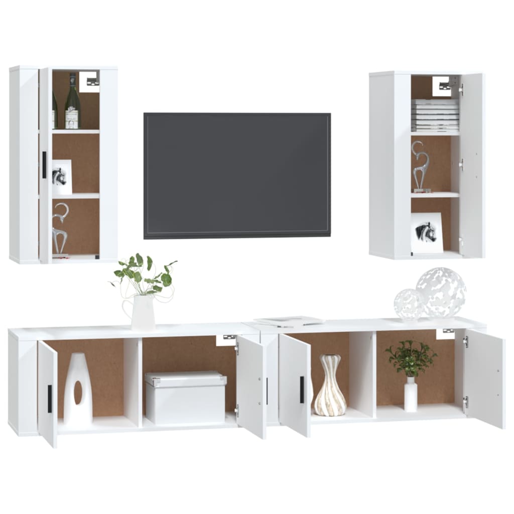 Ensemble De Meubles Tv 4 Pcs Bois D'ingénierie