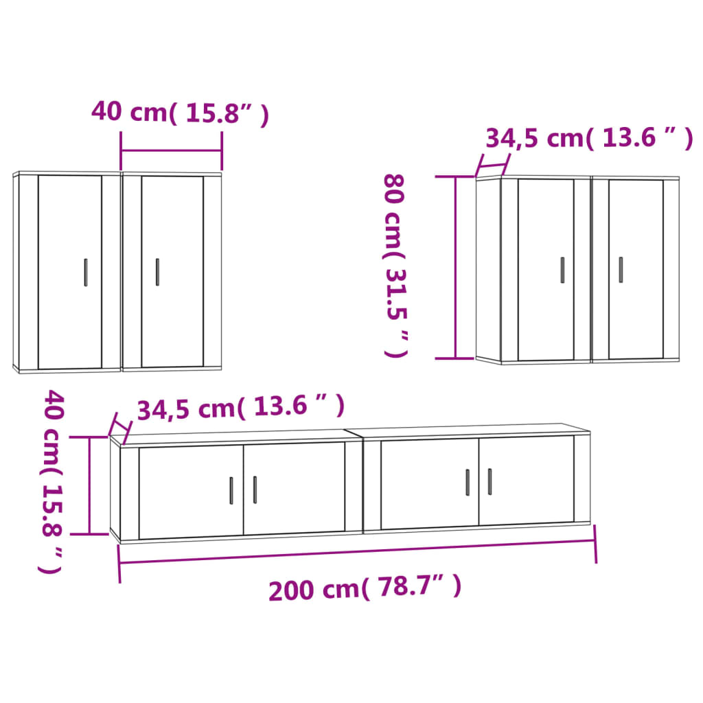 Ensemble De Meubles Tv 6 Pcs Bois D'ingénierie