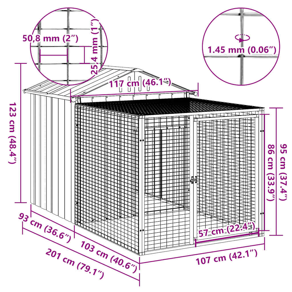 Cage À Poulets Avec Enclos Acier Galvanisé