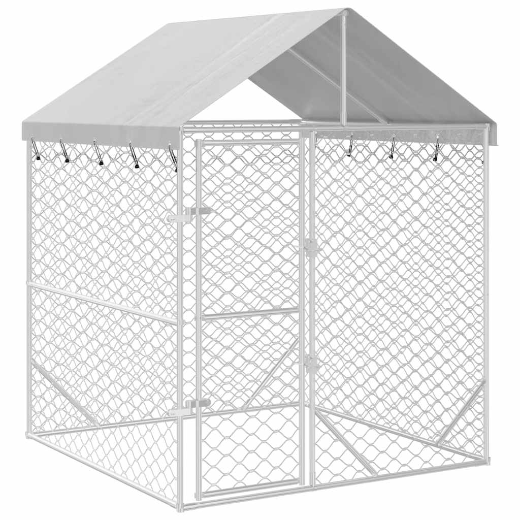 Chenil D'extérieur Pour Chiens Avec Toit Argenté 2X2X2,5 M