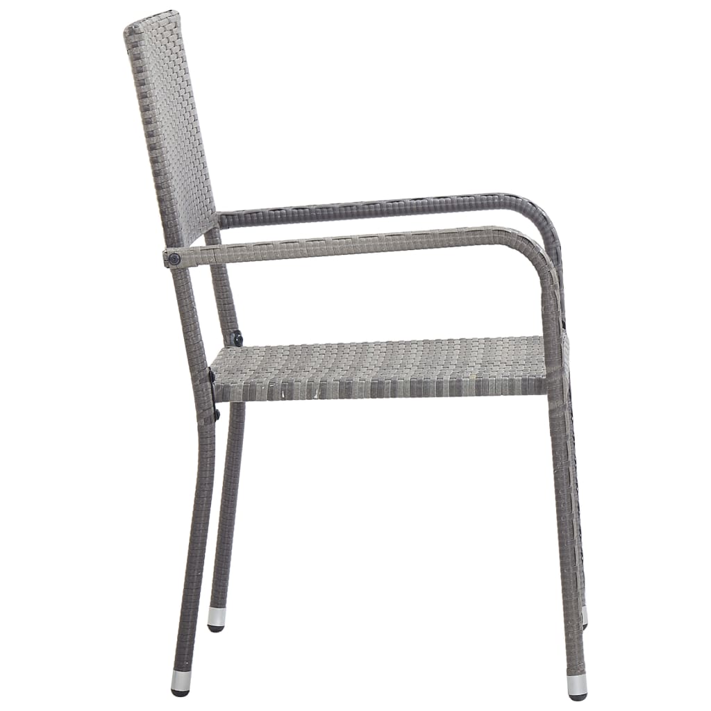 Ensemble À Manger De Jardin 3Pcs Gris/Noir Résine Tressée/Acier