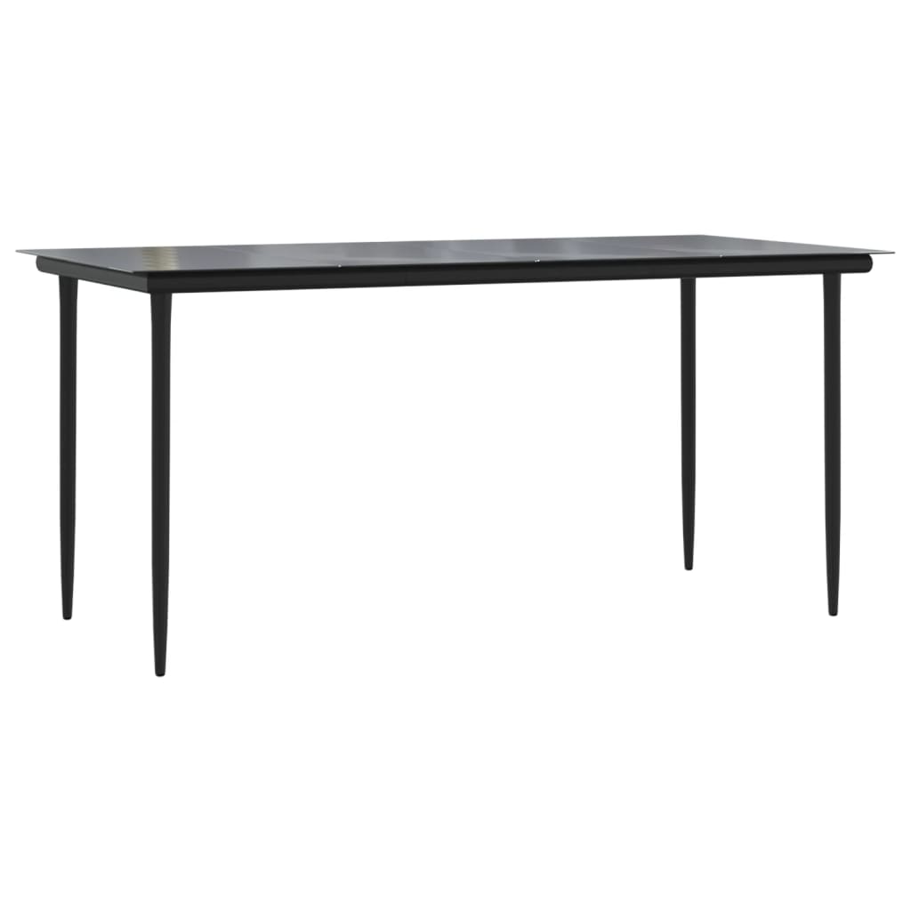 Ensemble À Manger De Jardin 5 Pcs Noir Résine Tressée Et Acier