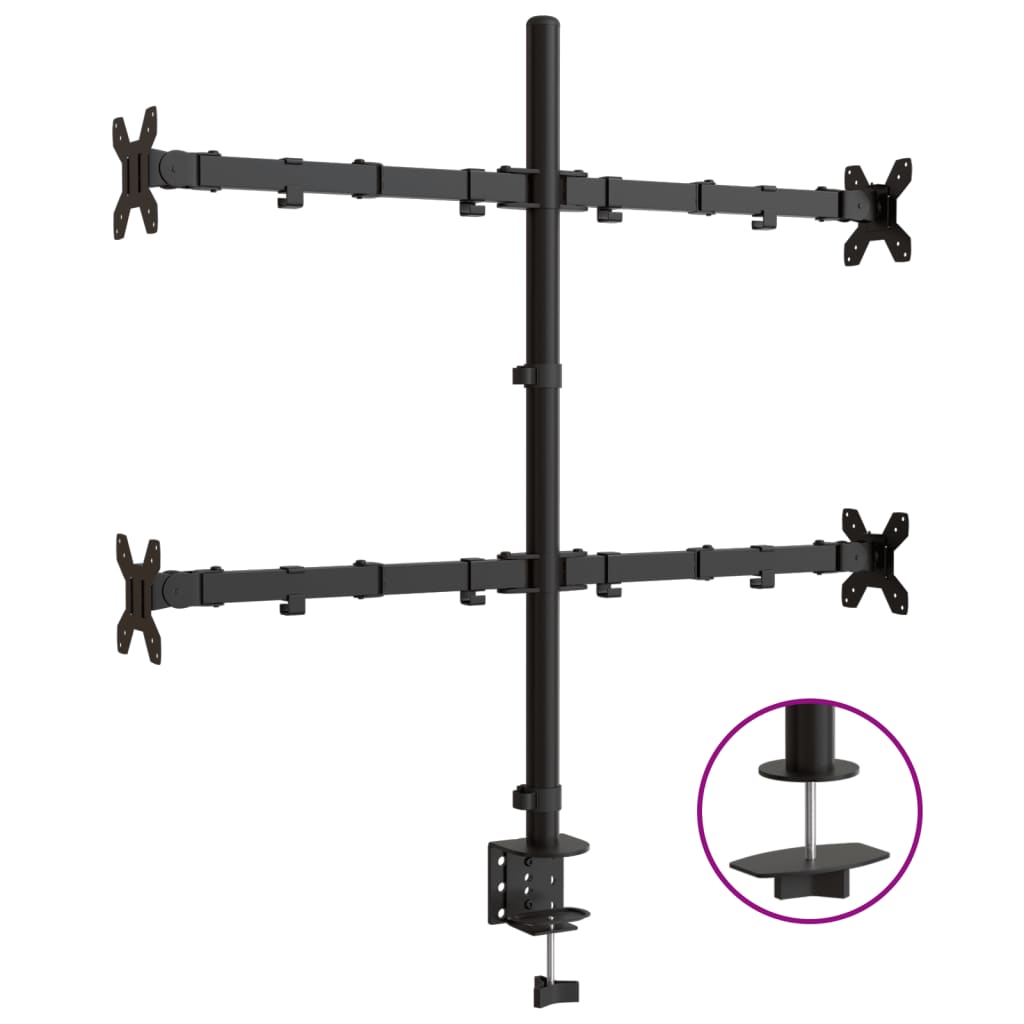 Support De Moniteur Noir Acier Vesa 75/100 Mm