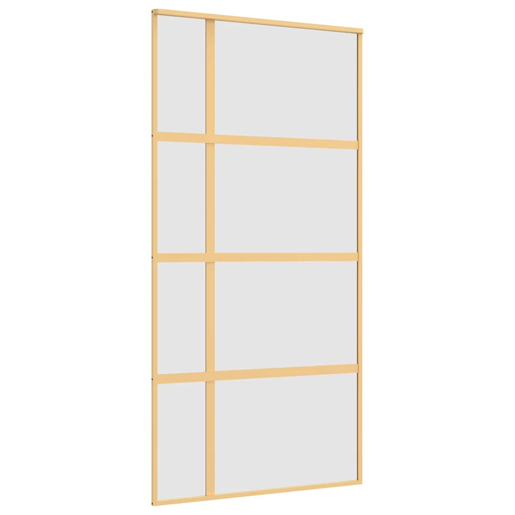 Porte Coulissante 102,5X205 Cm Verre Esg Aluminium Doré