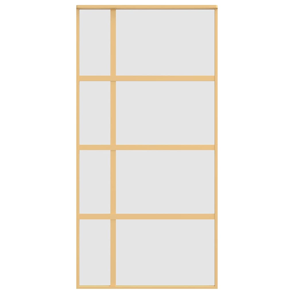 Porte Coulissante 102,5X205 Cm Verre Esg Aluminium Doré