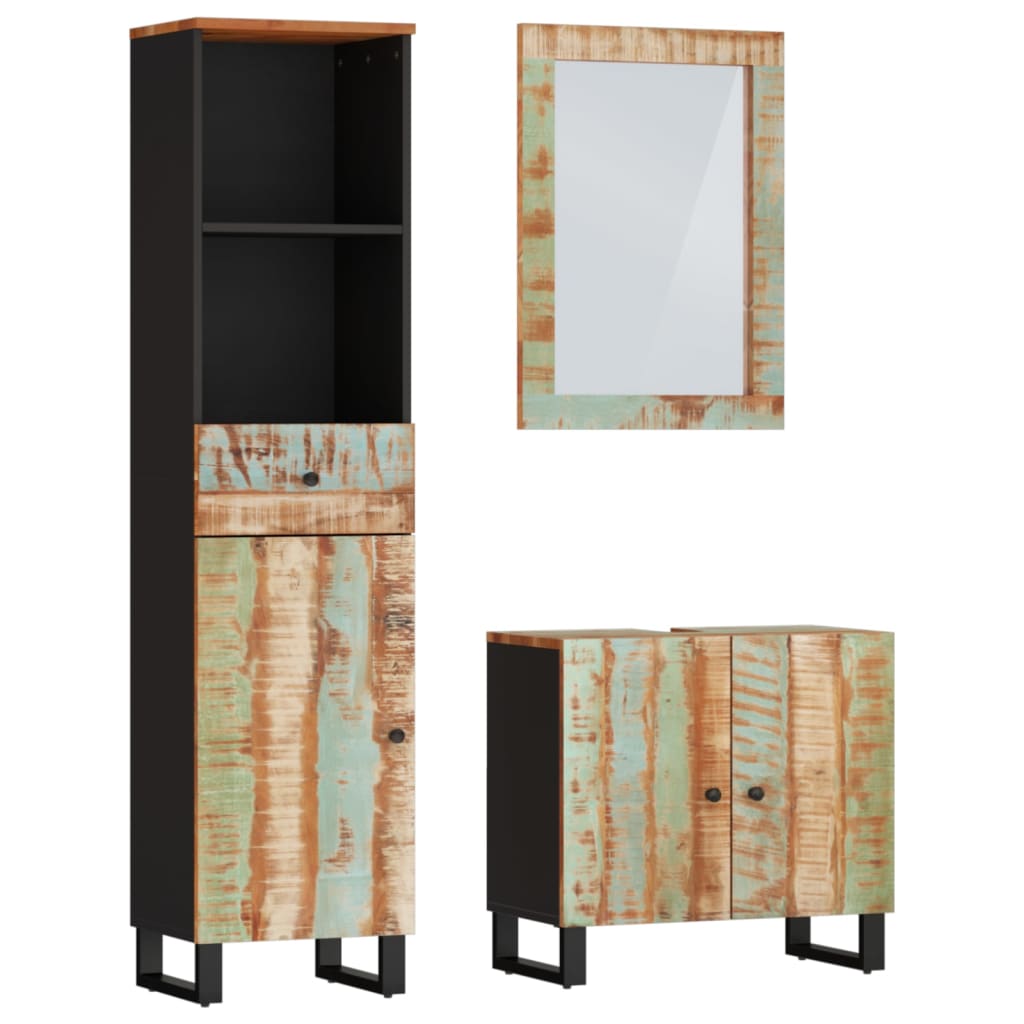 Ensemble De Meubles De Salle De Bain 3 Pcs Bois Massif Récupéré