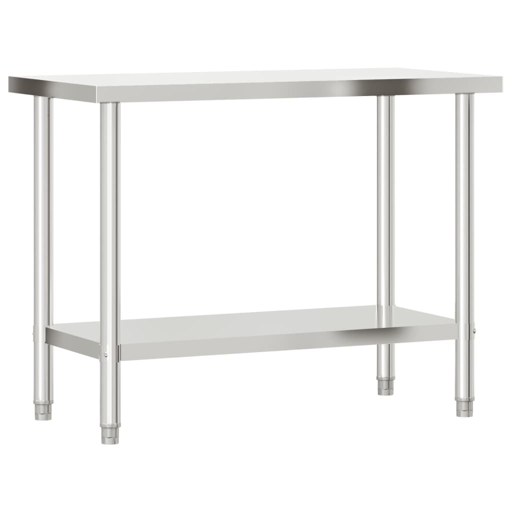 Table De Travail De Cuisine Avec Étagère 110X55X120 Cm Inox