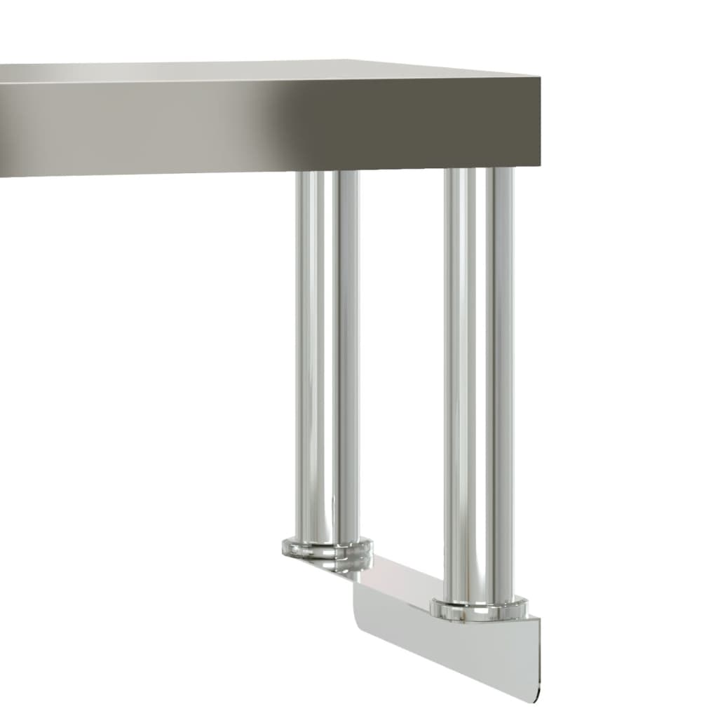 Table De Travail De Cuisine Avec Étagère 110X55X120 Cm Inox