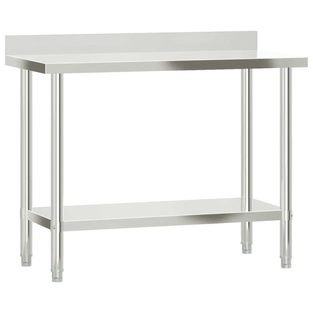 Table De Travail De Cuisine Avec Étagère 110X55X120 Cm Inox