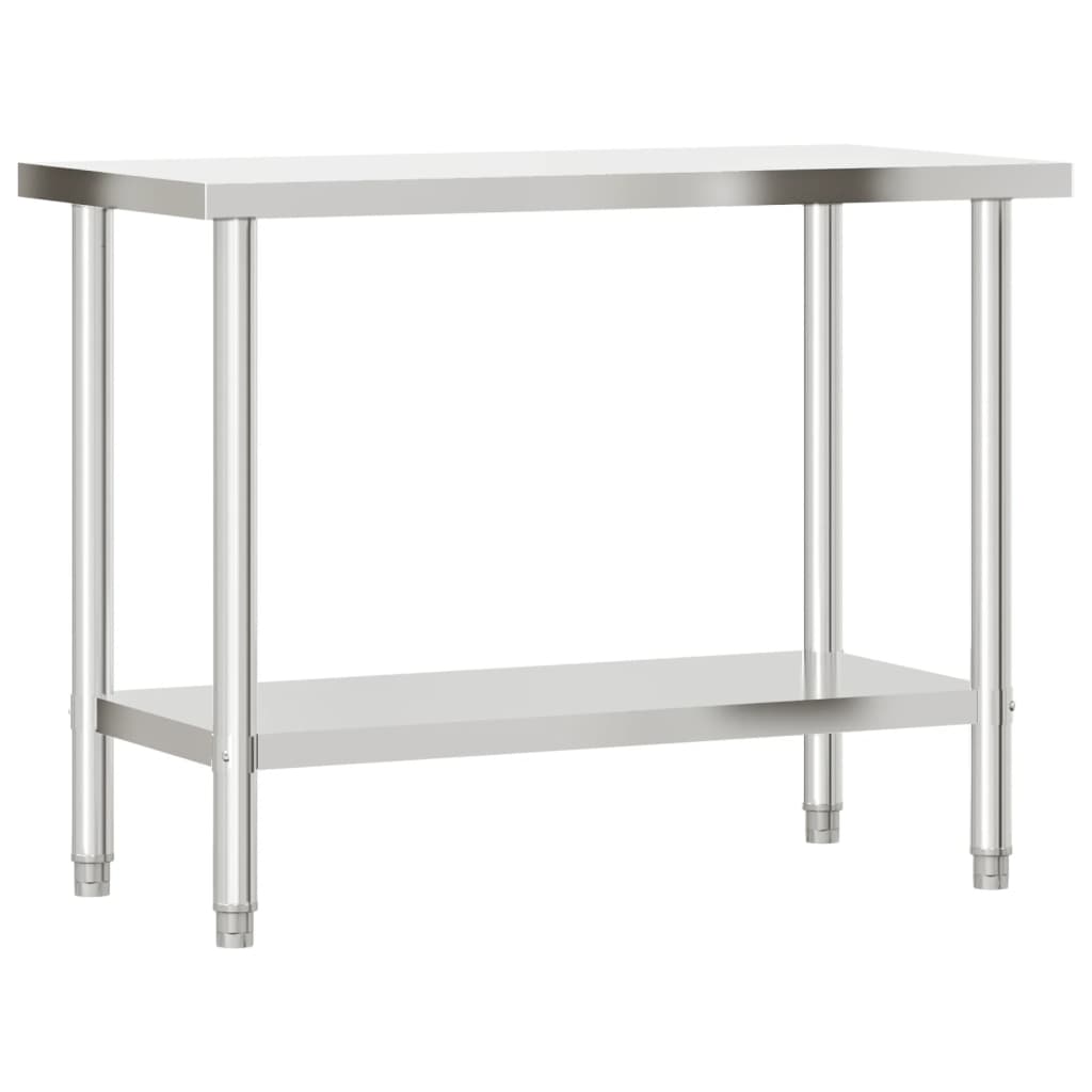 Table De Travail De Cuisine Avec Étagère 110X55X120 Cm Inox