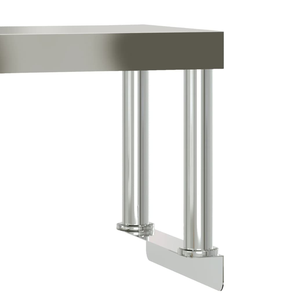 Table De Travail De Cuisine Avec Étagère 110X55X120 Cm Inox