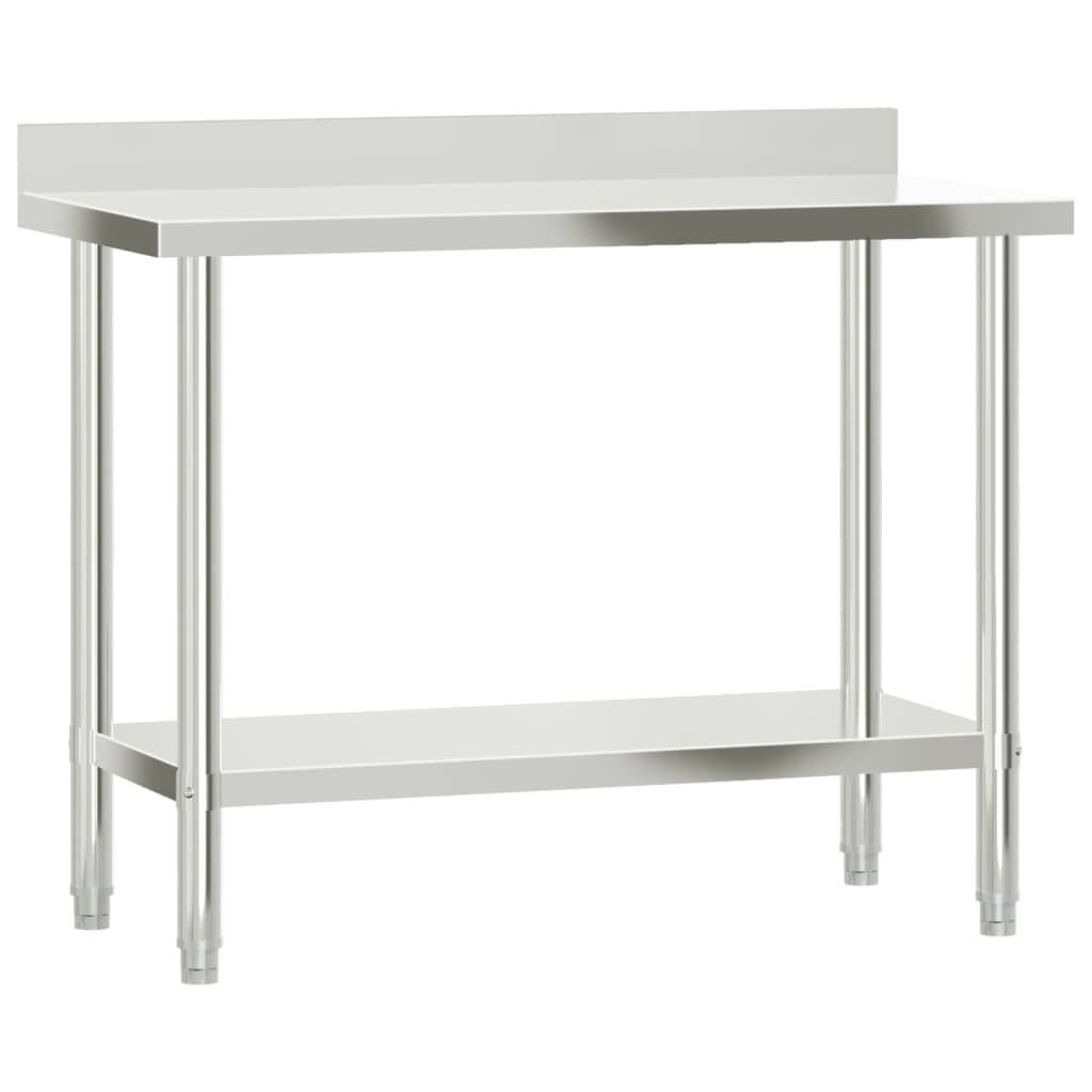 Table De Travail De Cuisine Avec Étagère 110X55X120 Cm Inox