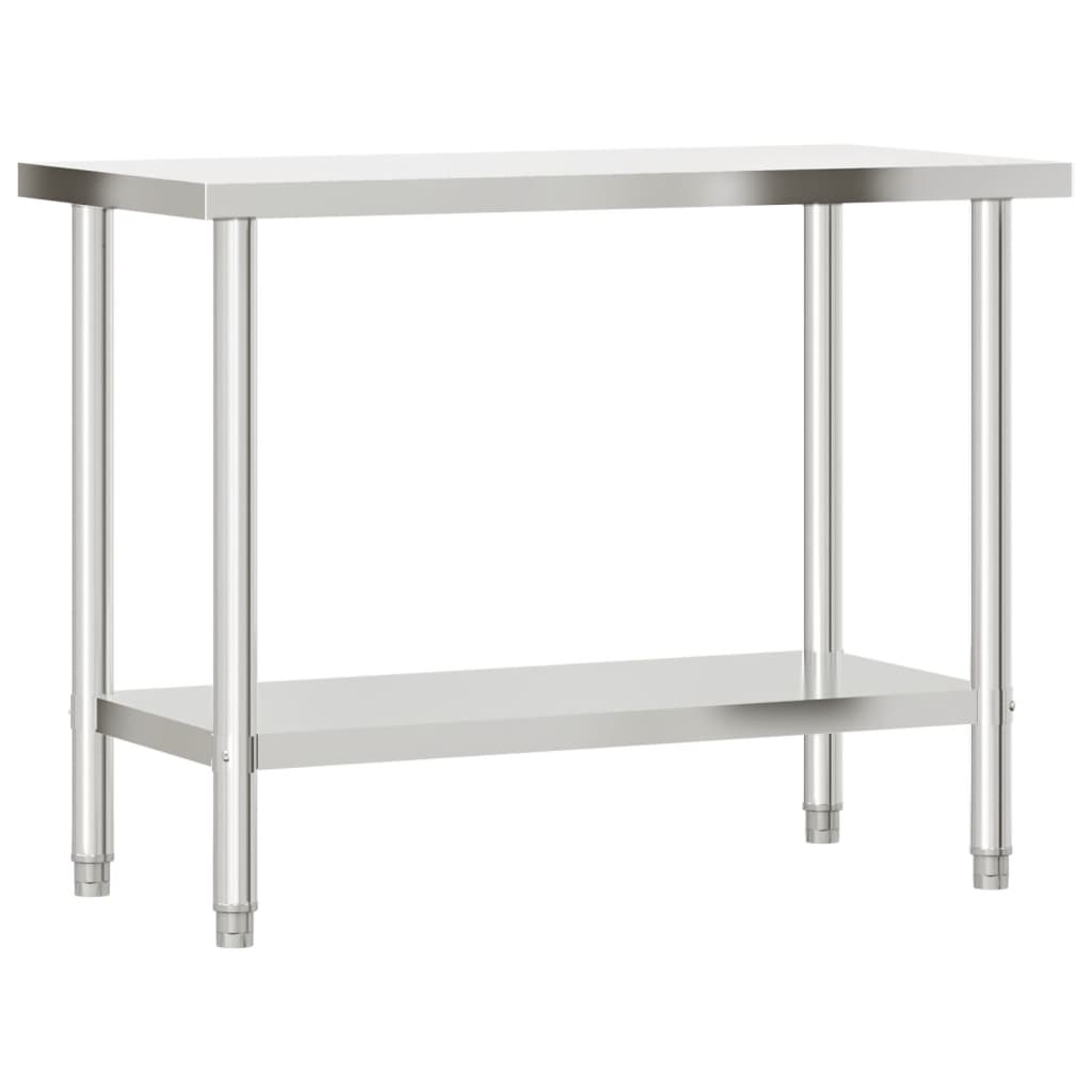 Table De Travail De Cuisine Avec Étagère 110X55X150 Cm Inox