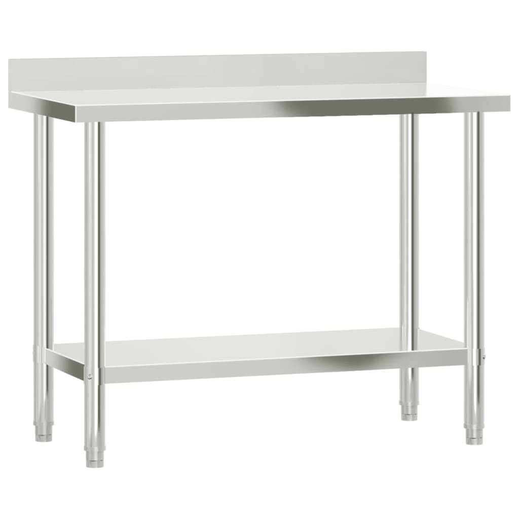Table De Travail De Cuisine Avec Étagère 110X55X150 Cm Inox
