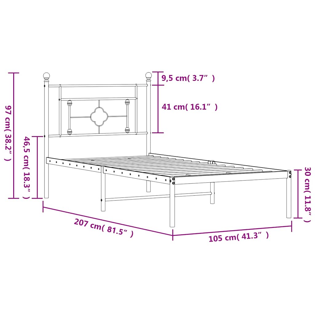 Cadre De Lit Métal Sans Matelas Et Tête De Lit