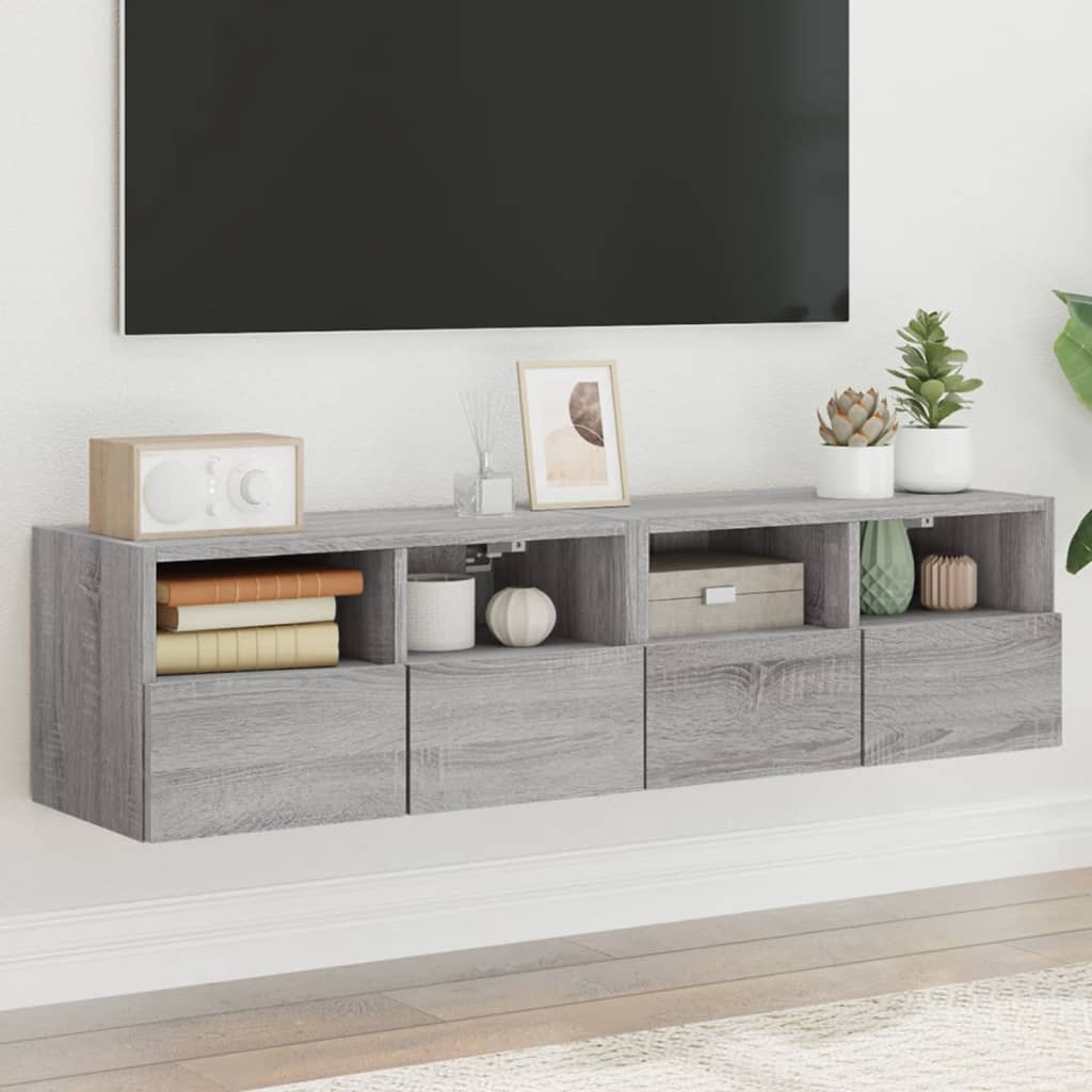 Meuble Tv Mural 2 Pc Bois D'ingénierie