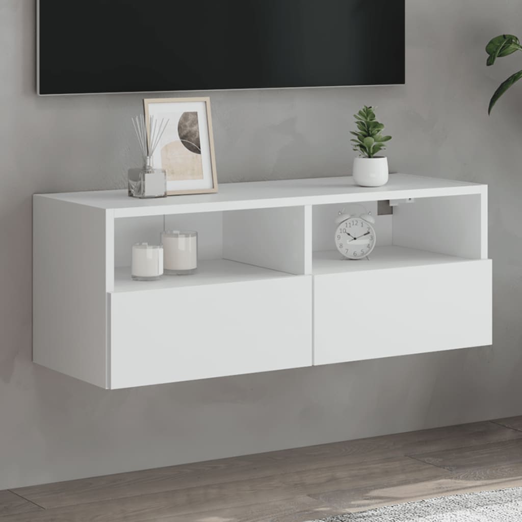 Meuble Tv Mural 2 Pc Bois D'ingénierie