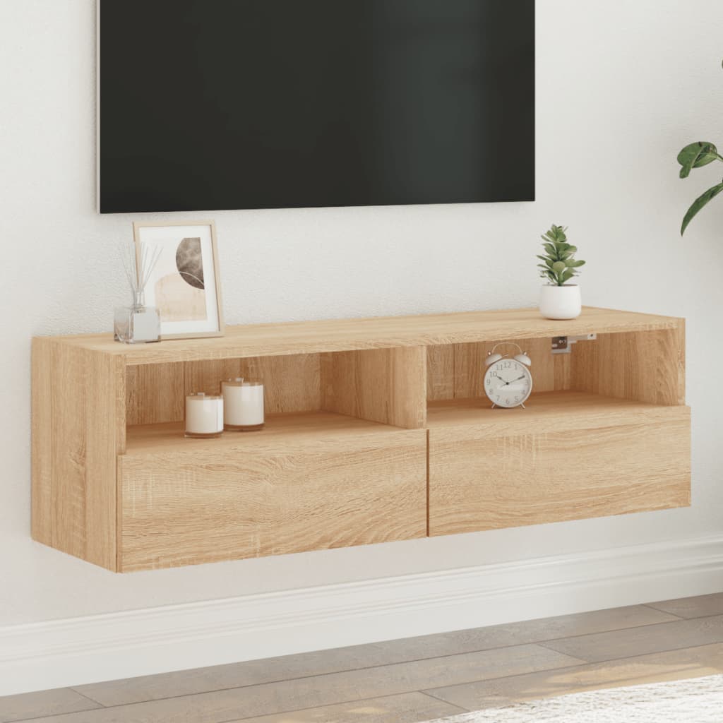 Meuble Tv Mural 2 Pc Bois D'ingénierie