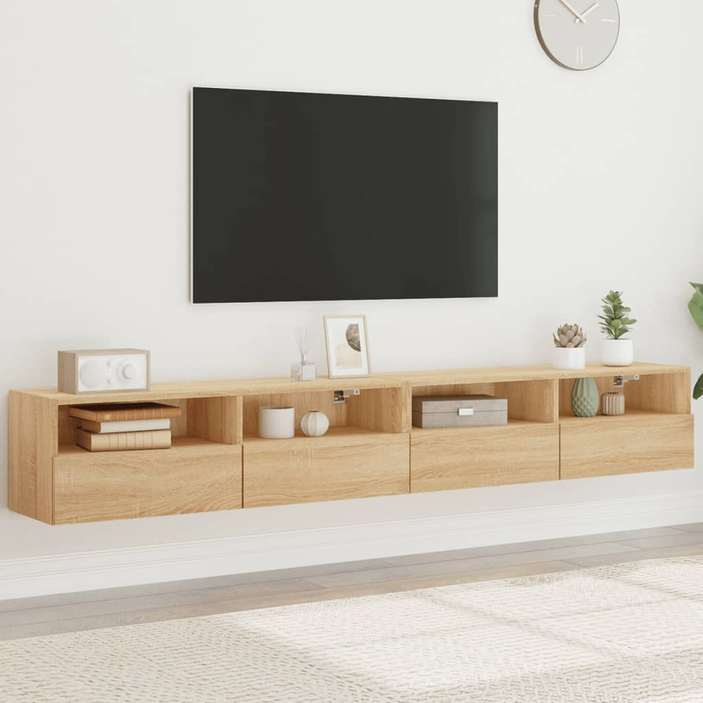 Meuble Tv Mural 2 Pc Bois D'ingénierie