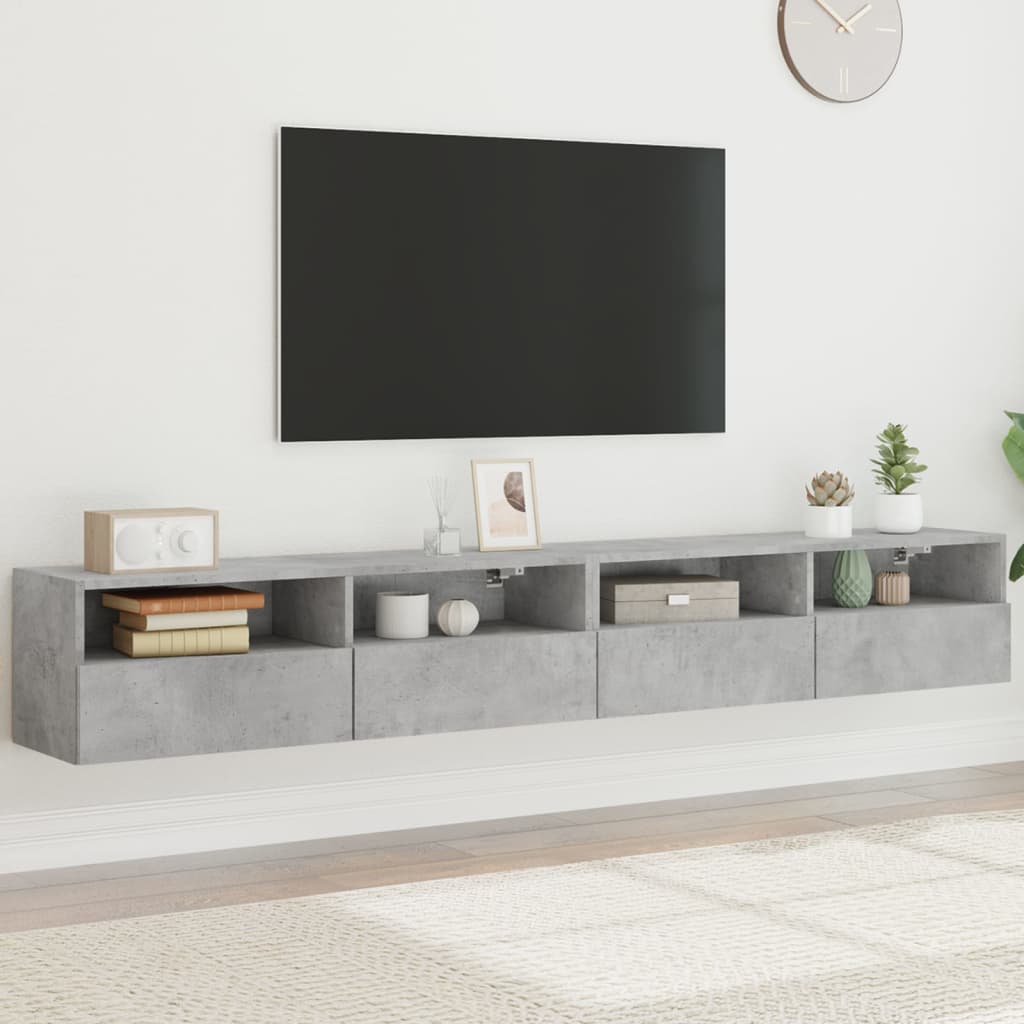 Meuble Tv Mural 2 Pc Bois D'ingénierie