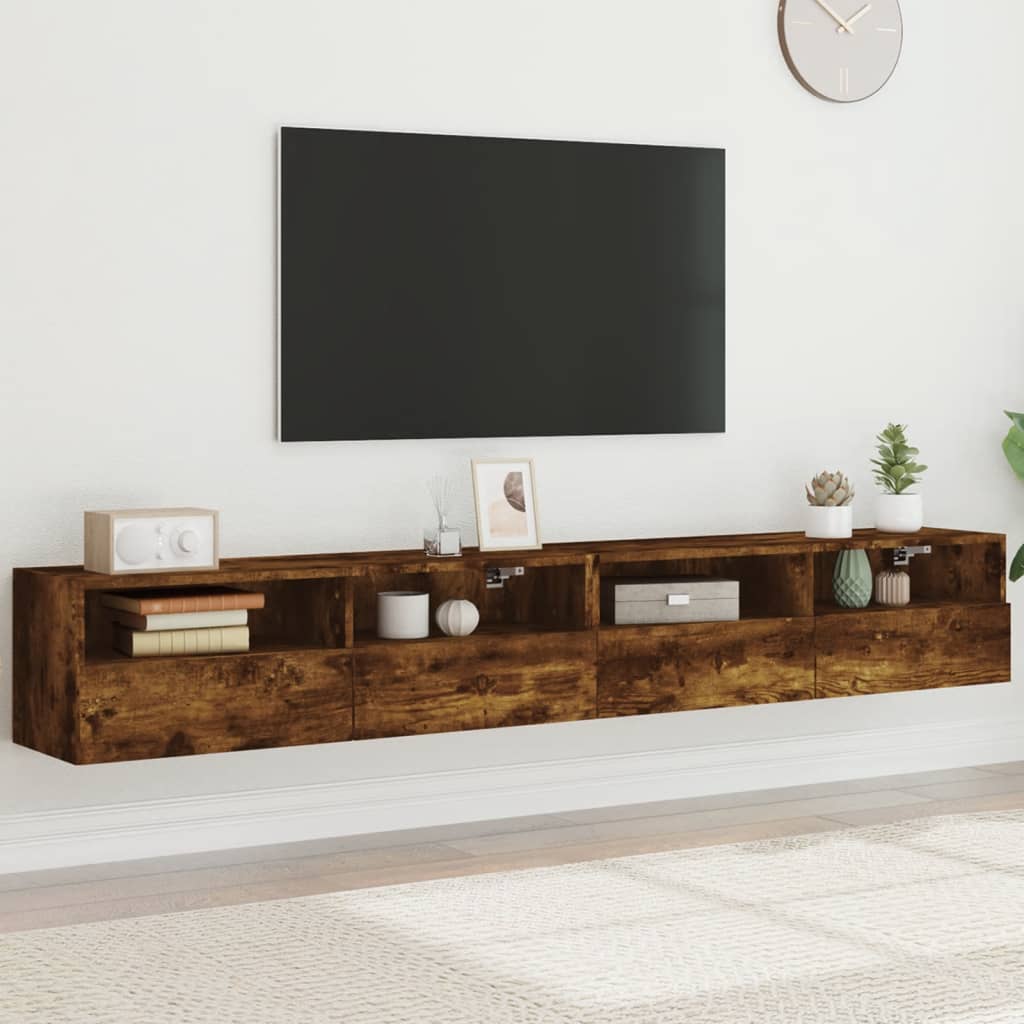 Meuble Tv Mural 2 Pc Bois D'ingénierie