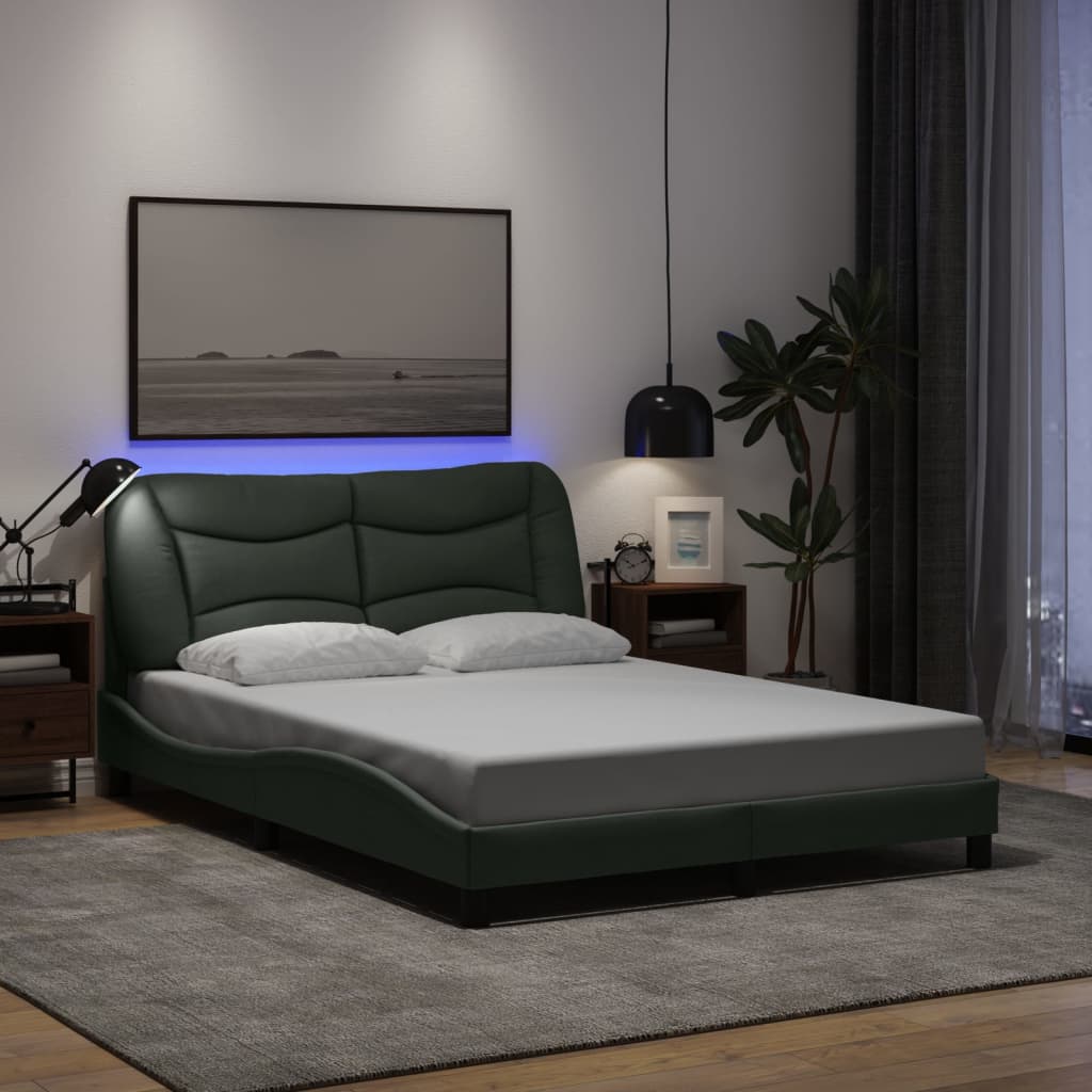 Cadre De Lit Avec Led Sans Matelas Hvar Tissu