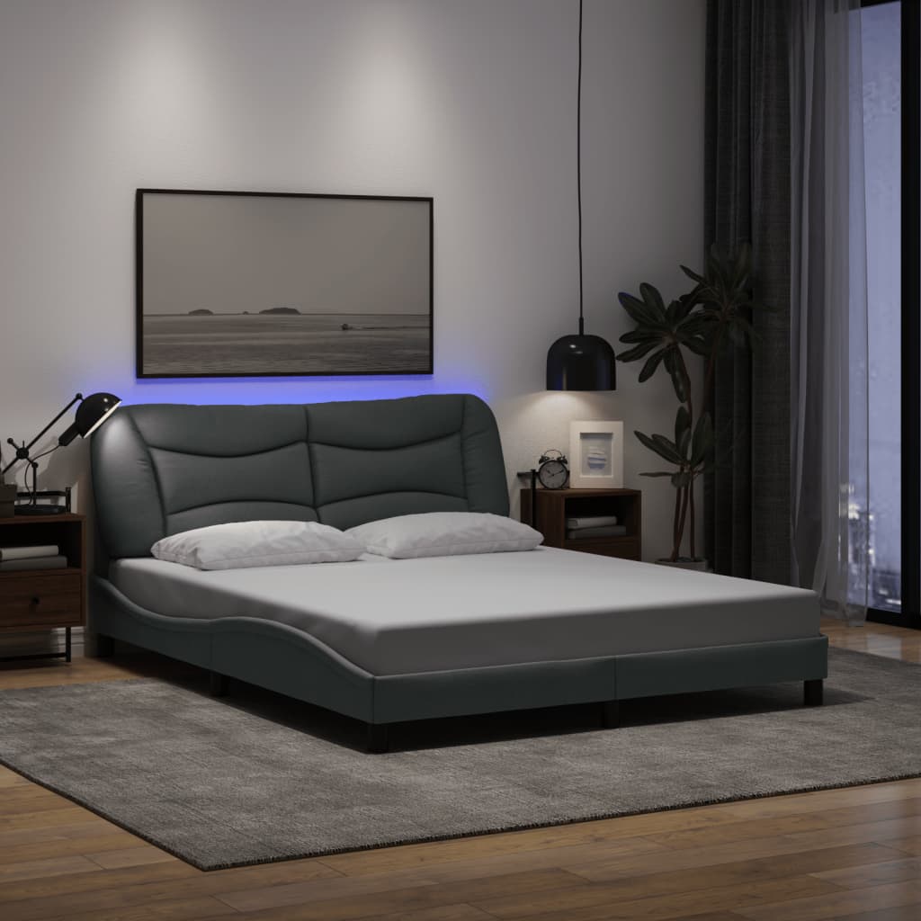 Cadre De Lit Avec Led Sans Matelas Hvar Tissu