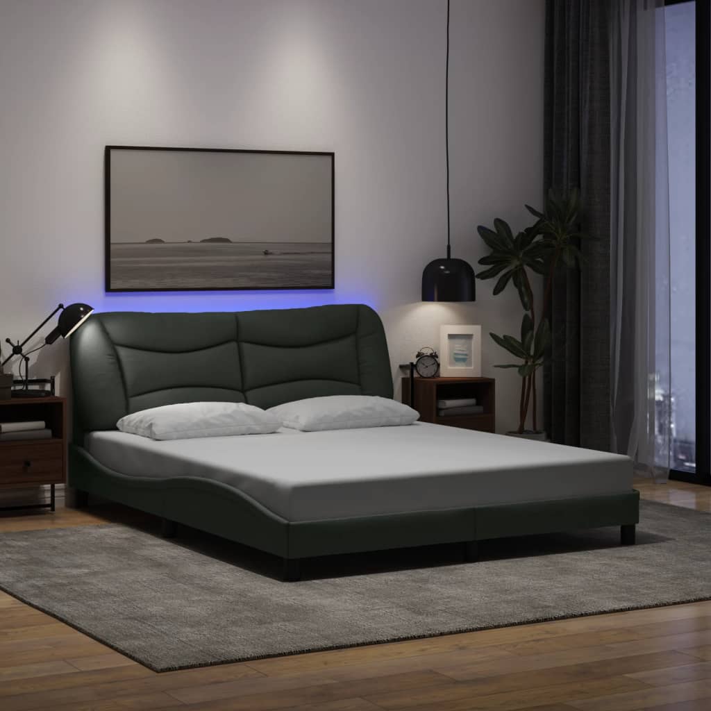 Cadre De Lit Avec Led Sans Matelas Hvar Tissu