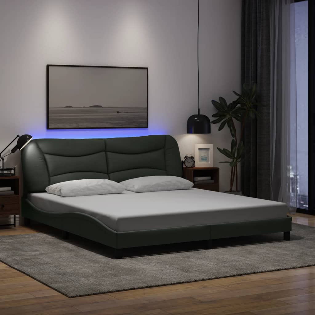 Cadre De Lit Avec Led Sans Matelas Hvar Tissu