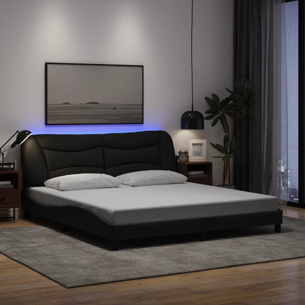 Cadre De Lit Avec Led Sans Matelas Hvar Tissu