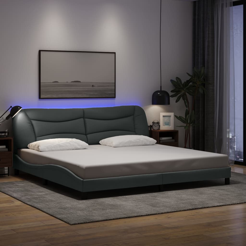 Cadre De Lit Avec Led Sans Matelas Hvar Tissu