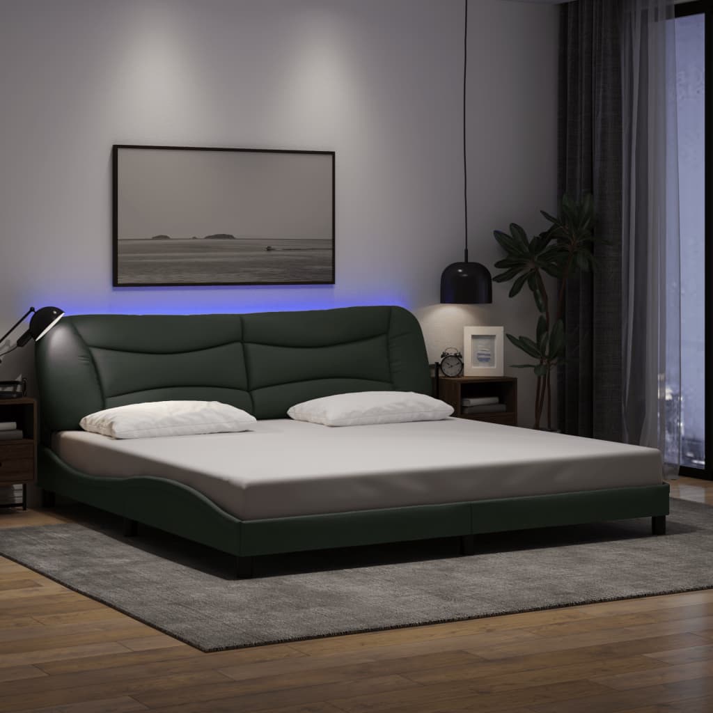 Cadre De Lit Avec Led Sans Matelas Hvar Tissu