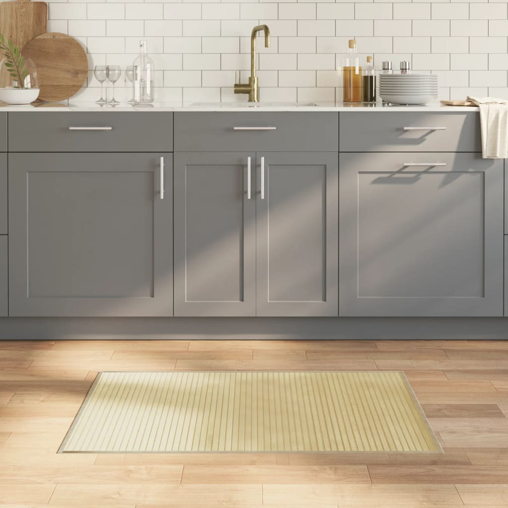 Tapis Rectangulaire Naturel Clair Bambou