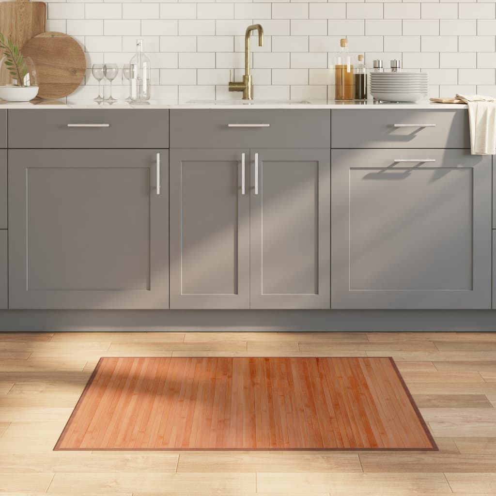 Tapis Rectangulaire Naturel Clair Bambou