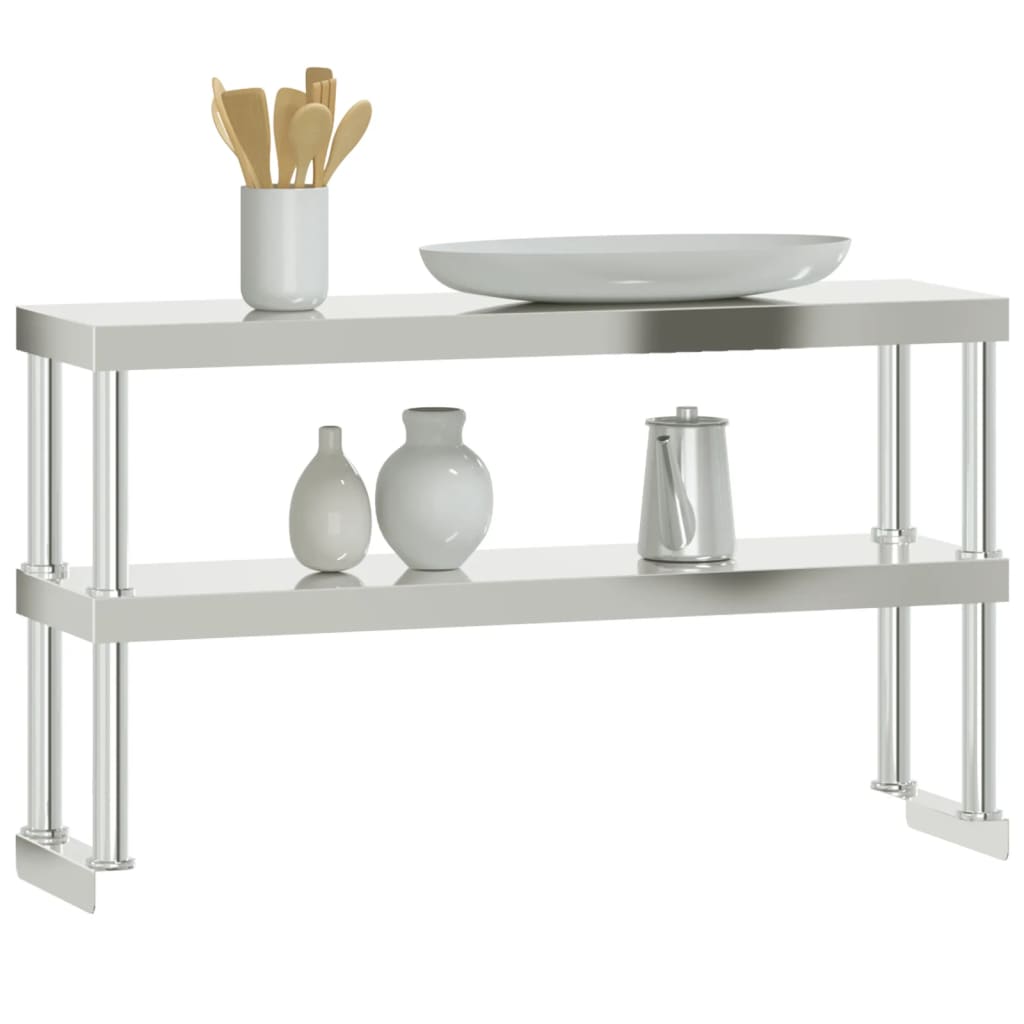 Étagère De Table De Travail À 2 Niveaux Inox