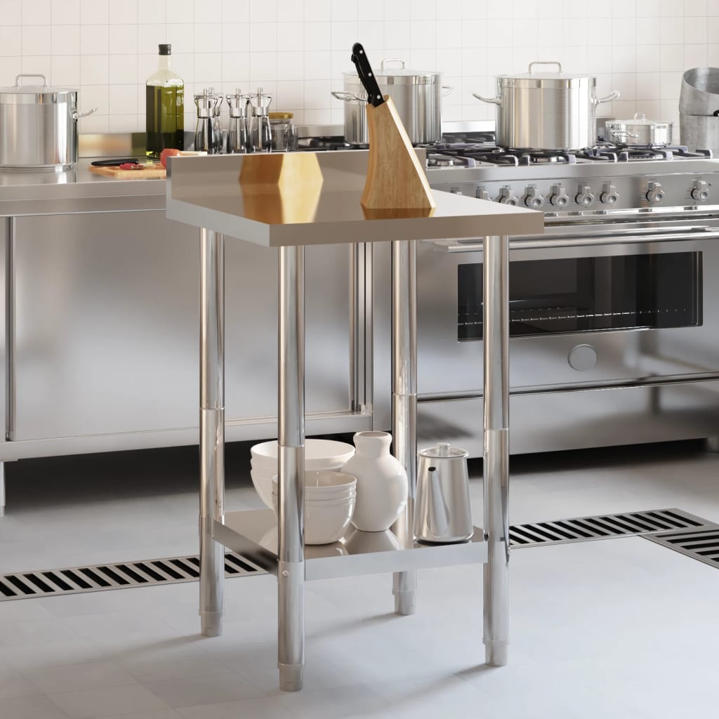 Table De Travail De Cuisine Avec Dosseret Inox
