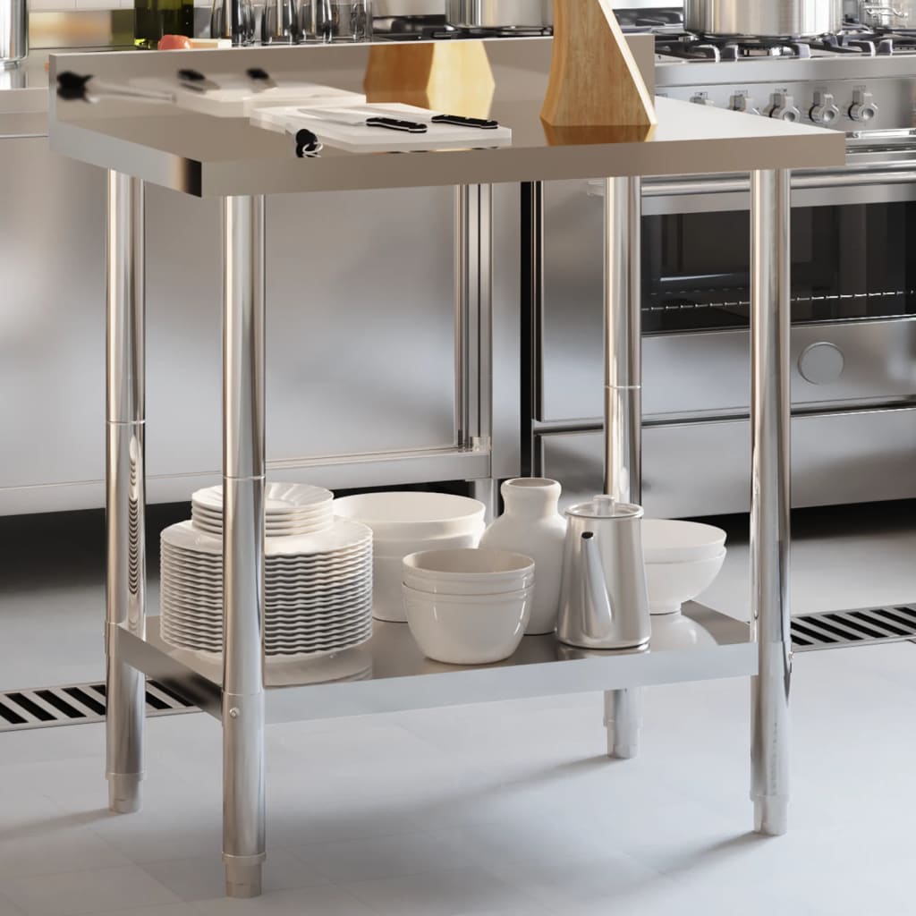 Table De Travail De Cuisine Avec Dosseret Inox