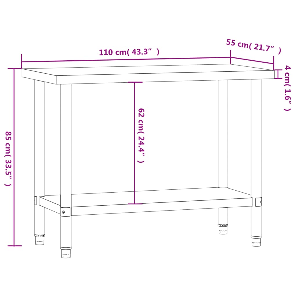 Table De Travail De Cuisine Acier Inoxydable