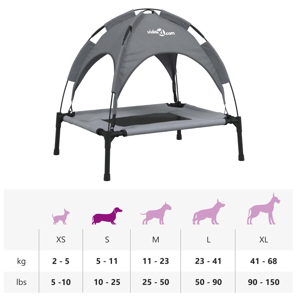 Lit Pour Chien Avec Auvent Tissu Oxford Et Acier
