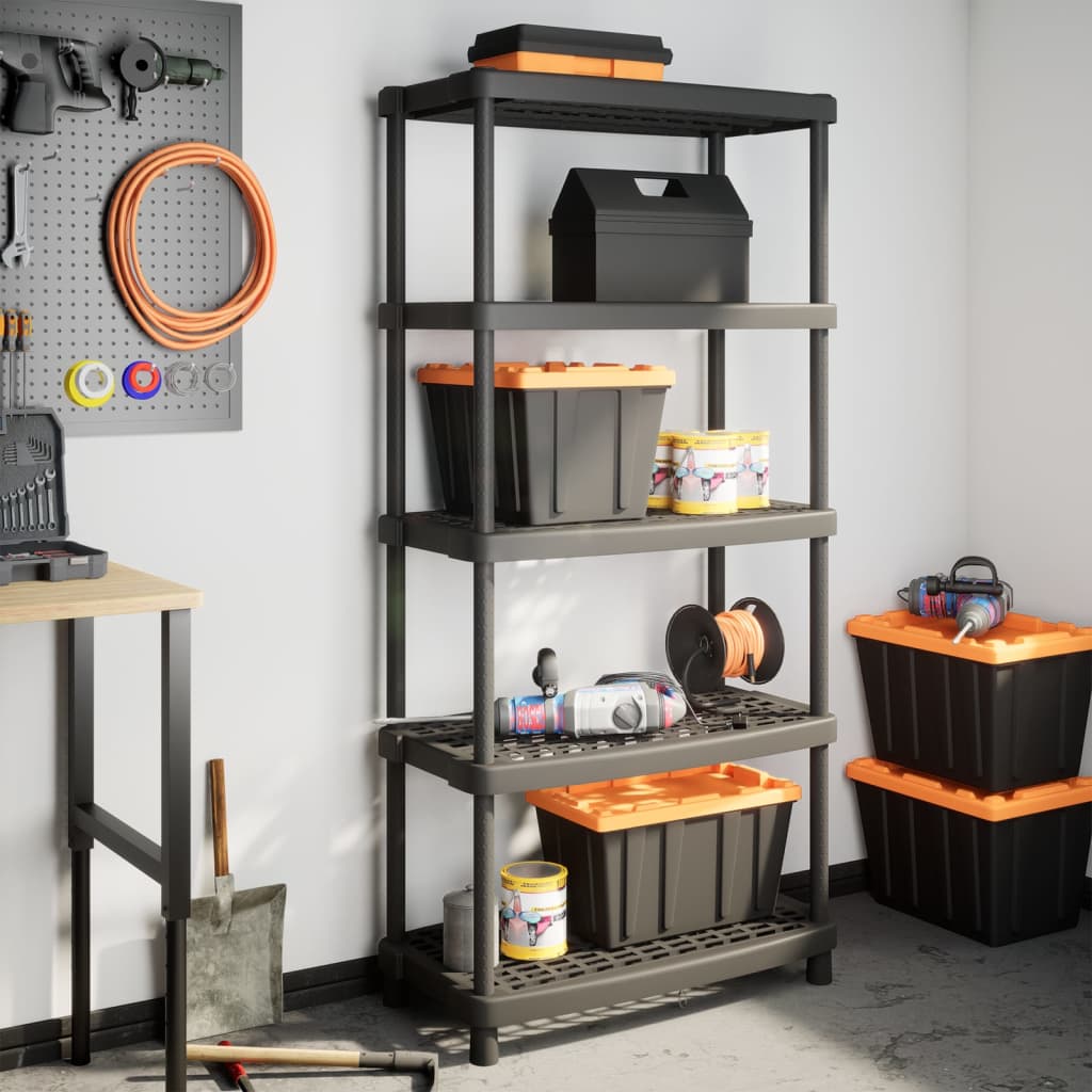 Étagère De Rangement À 4 Niveaux Noir 61X30,5X130 Cm Plastique