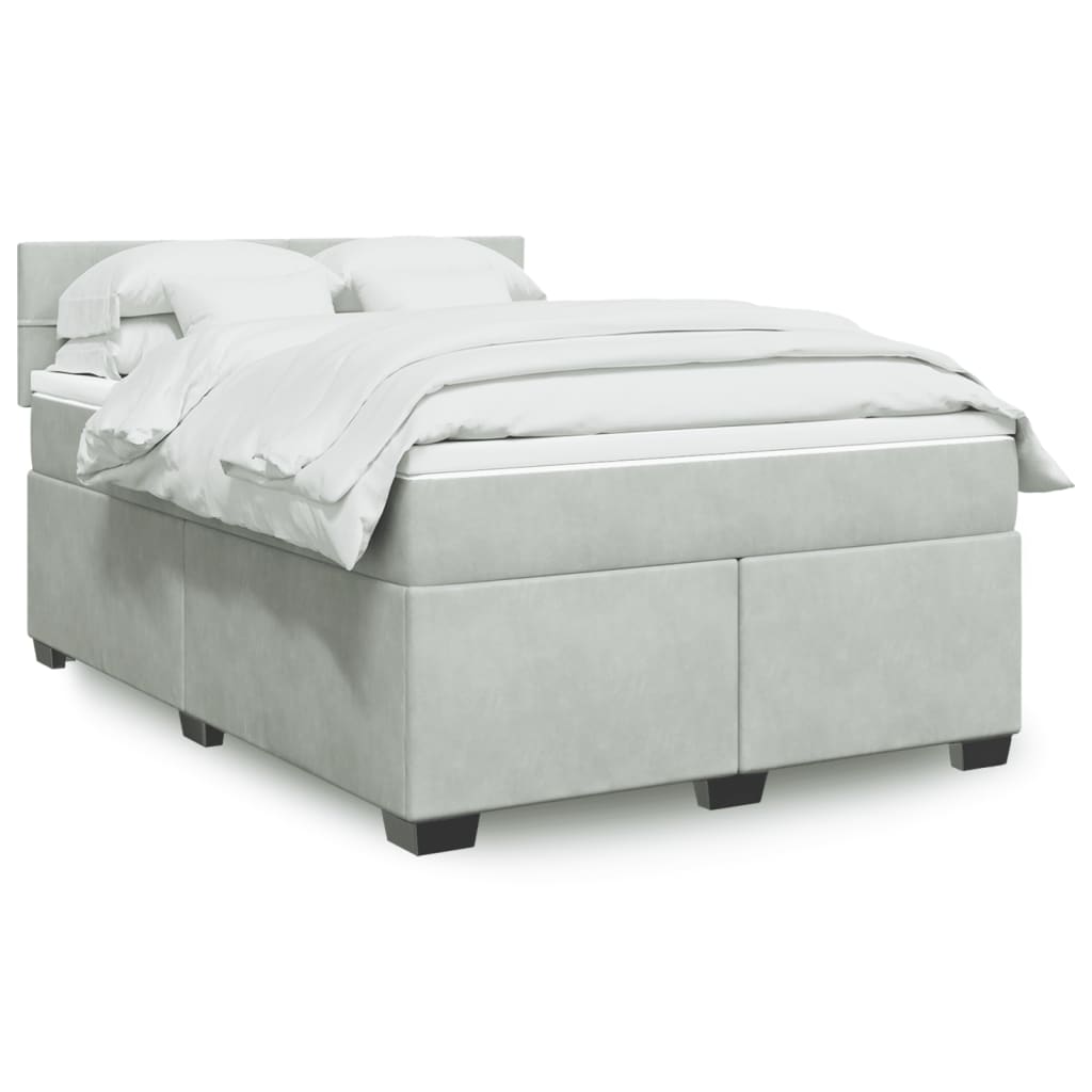 Lit De Box Spring Avec Matelas Et Led Velours