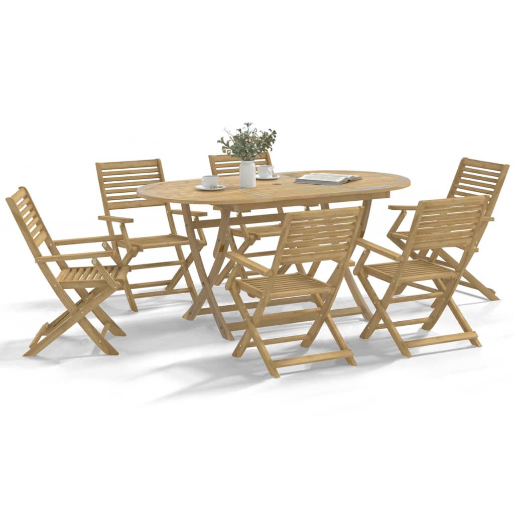 Ensemble À Manger De Jardin 7 Pcs Bois D'acacia Solide
