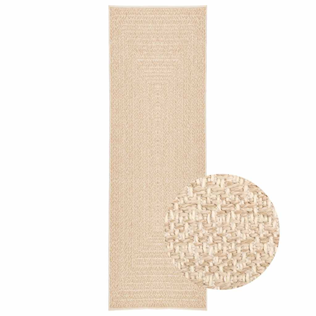 Tapis Zizur Beige 80X250 Cm Aspect De Jute Intérieur Extérieur