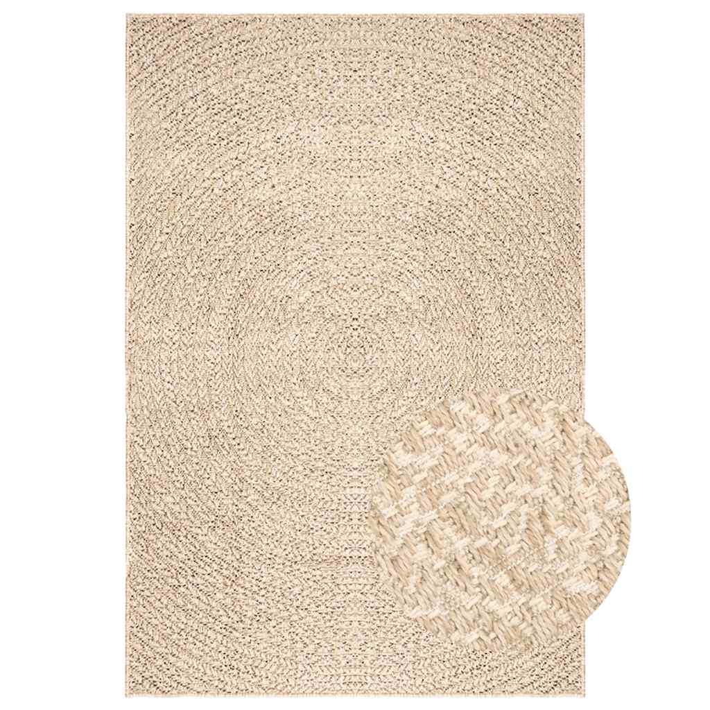 Tapis Zizur Beige 140X200 Cm Aspect De Jute Intérieur Extérieur