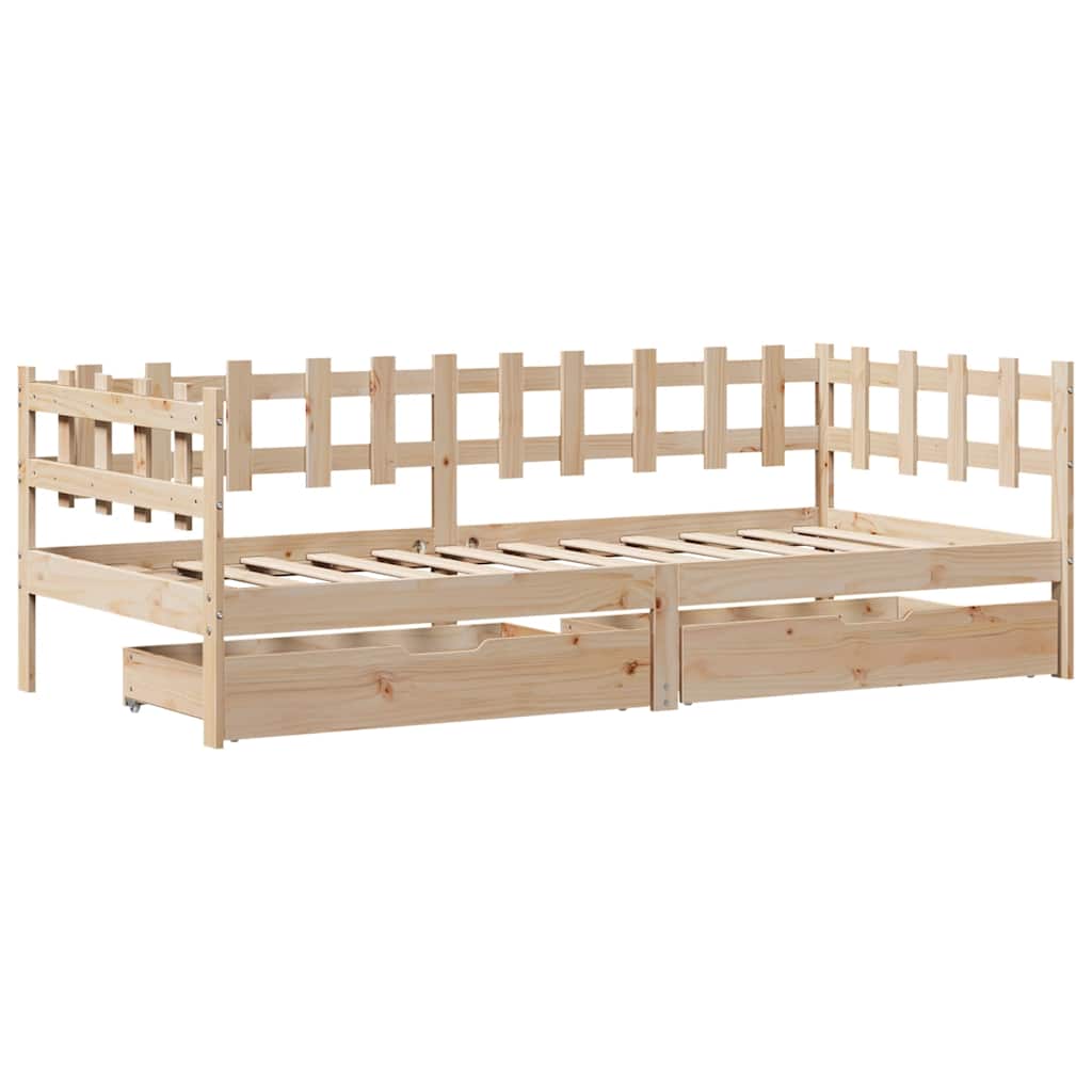 Lit De Jour Avec Tiroirs Sans Matelas 90X190 Cm Bois Massif