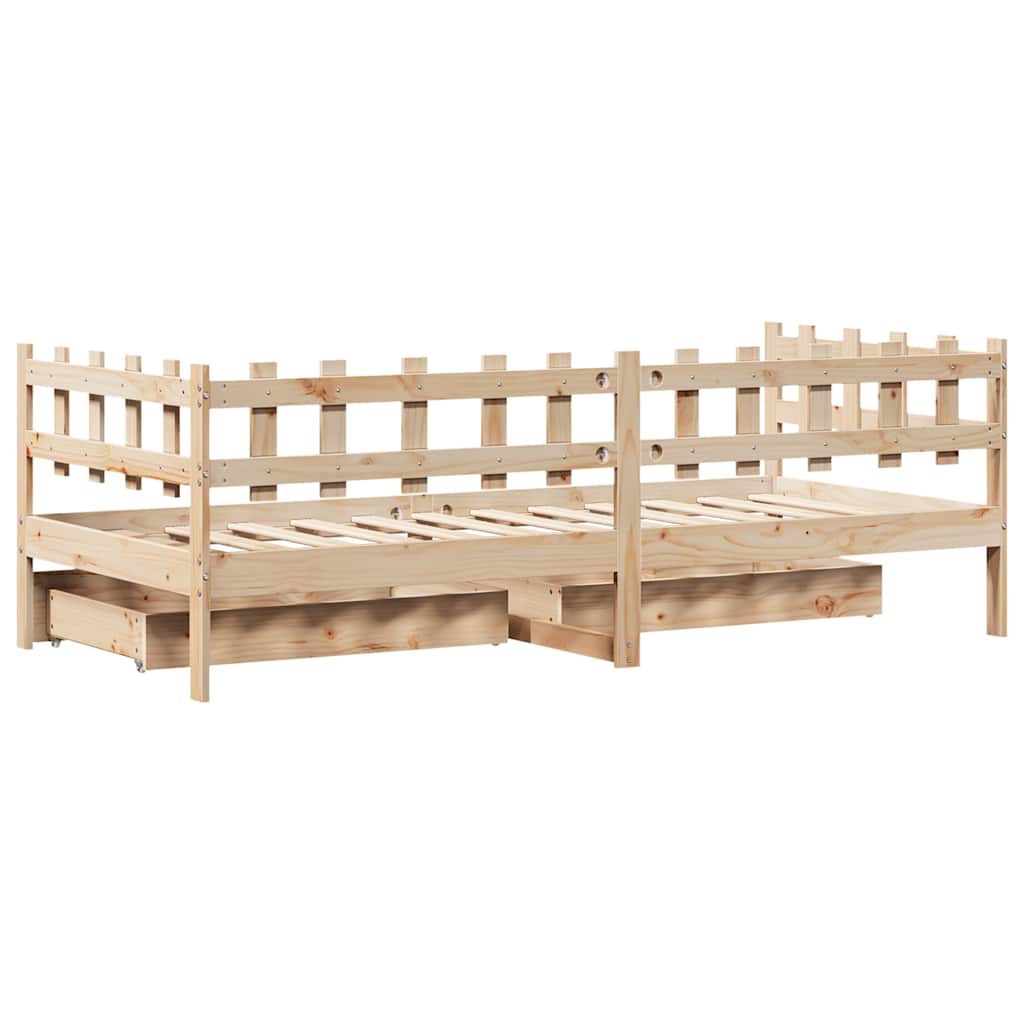 Lit De Jour Avec Tiroirs Sans Matelas 90X190 Cm Bois Massif