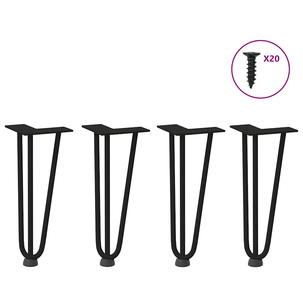 Pieds En Épingle À Cheveux Pour Table Basse 4 Pièces Acier Massif Noir