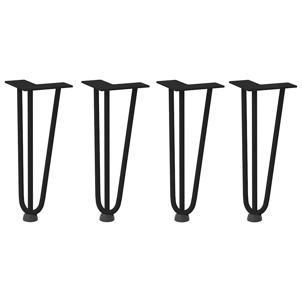 Pieds En Épingle À Cheveux Pour Table Basse 4 Pièces Acier Massif Noir