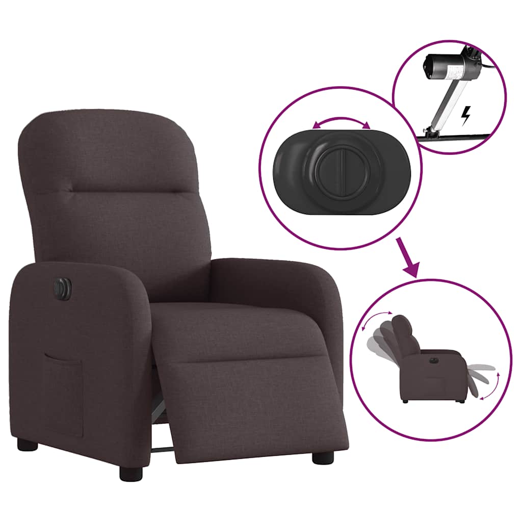 Fauteuil Inclinable Électrique Tissu Marron Foncé