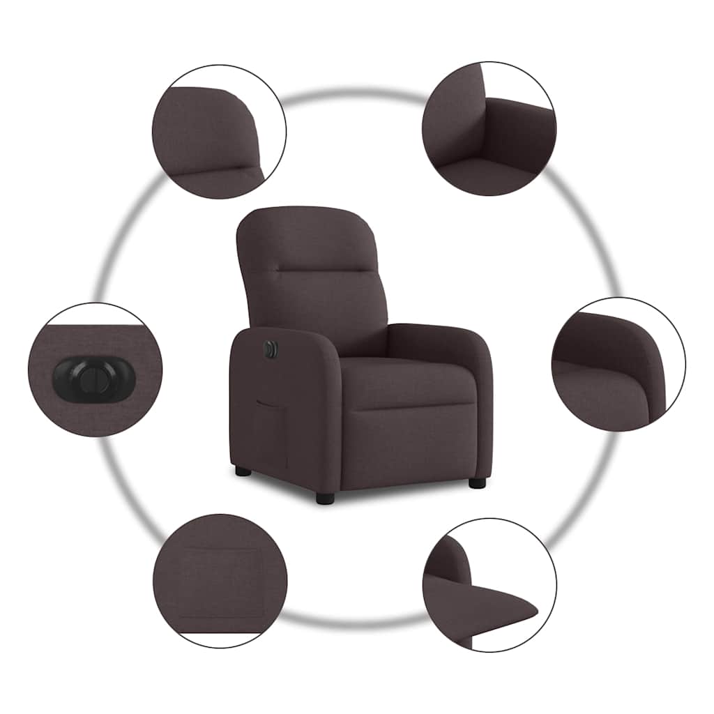 Fauteuil Inclinable Électrique Tissu Marron Foncé